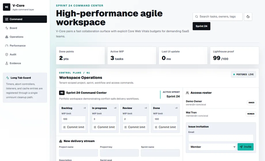 V-Core SaaS interface preview